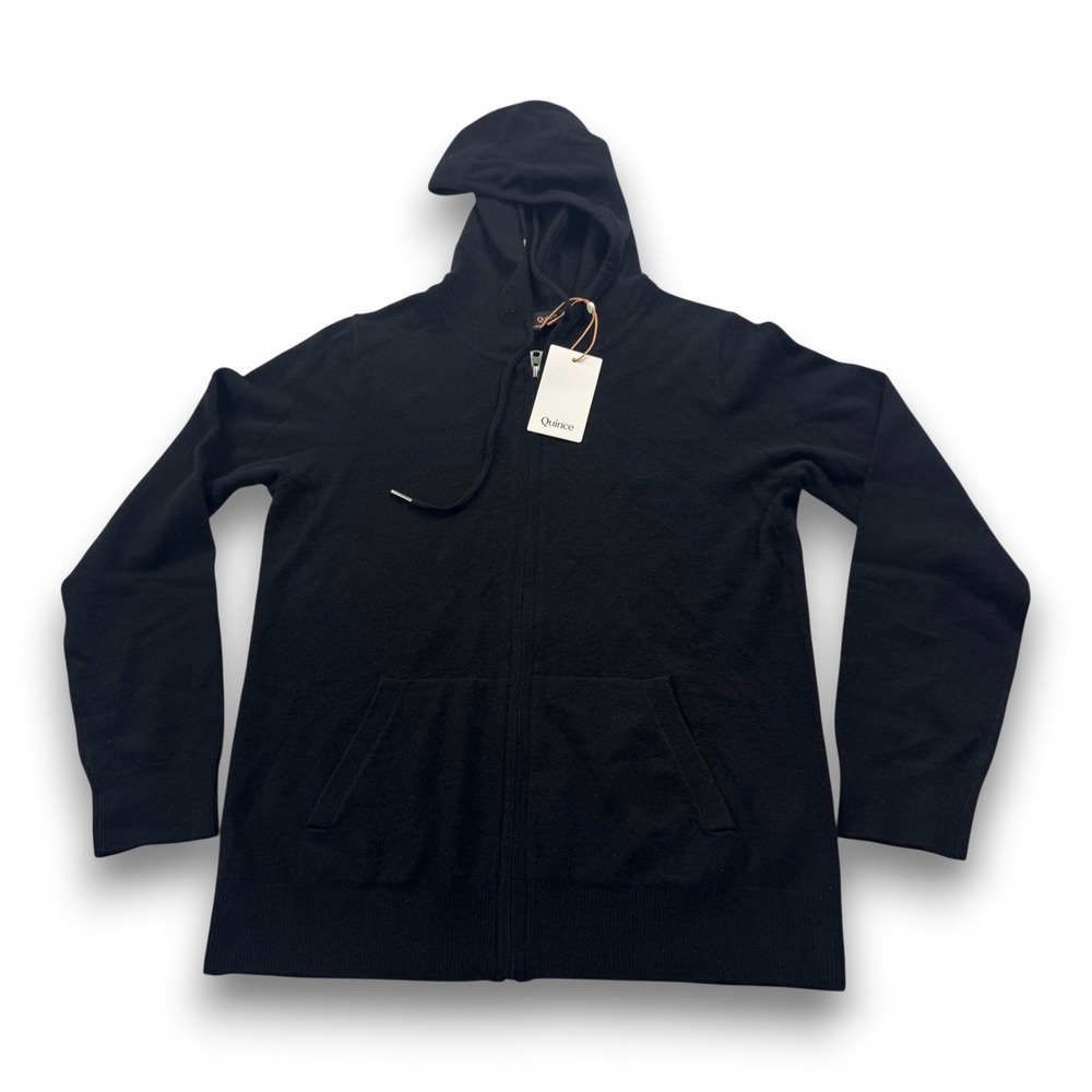 Quince Womens Mongolian Cashmere Full-Zip Hoodie Black S STIEC01-12453